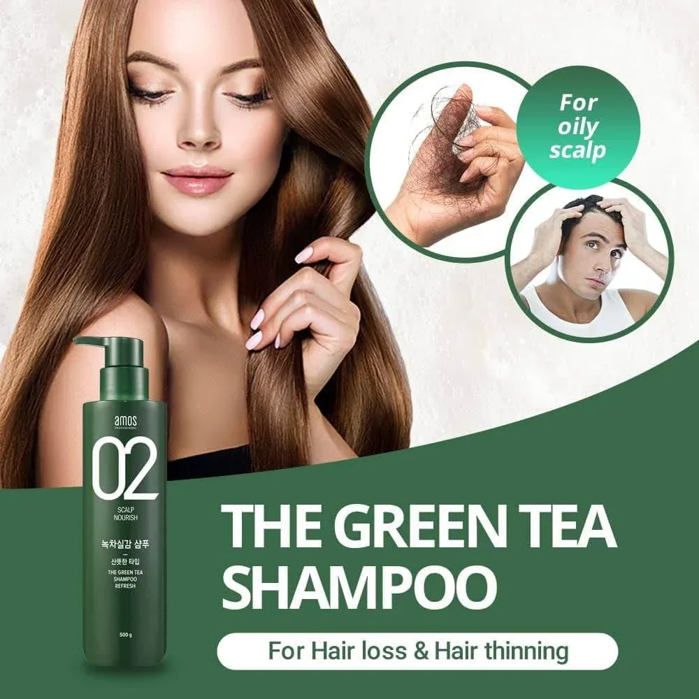 Amos - Scalp Nourish Green Tea Shampoo Fresh 500ml - Image 3
