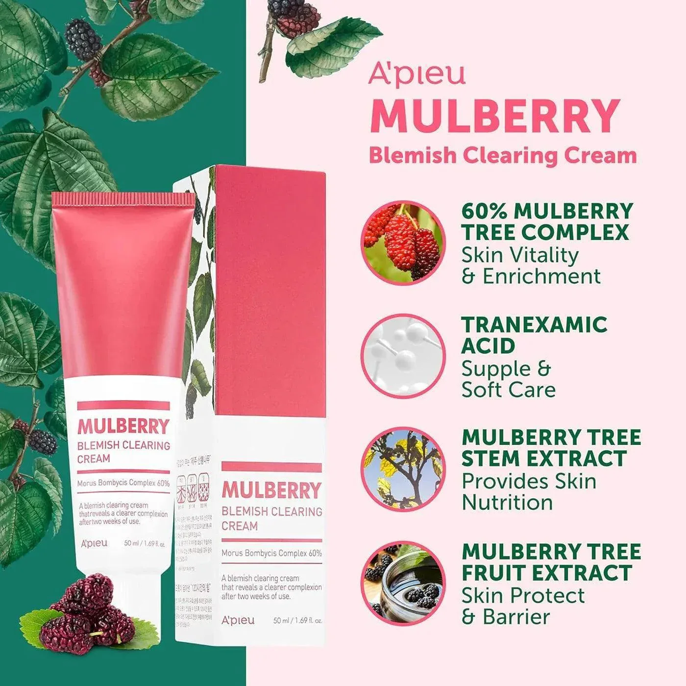 Apieu - Mulberry Blemish Clearing Cream 50ml - Image 2