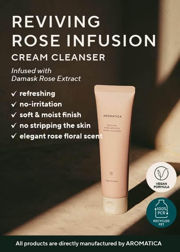 Aromatica - Reviving Rose Infusion Cream Cleanser 145ml - Image 3