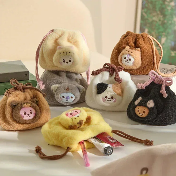 BT21 - More Fluffy Face Plush String Pouch