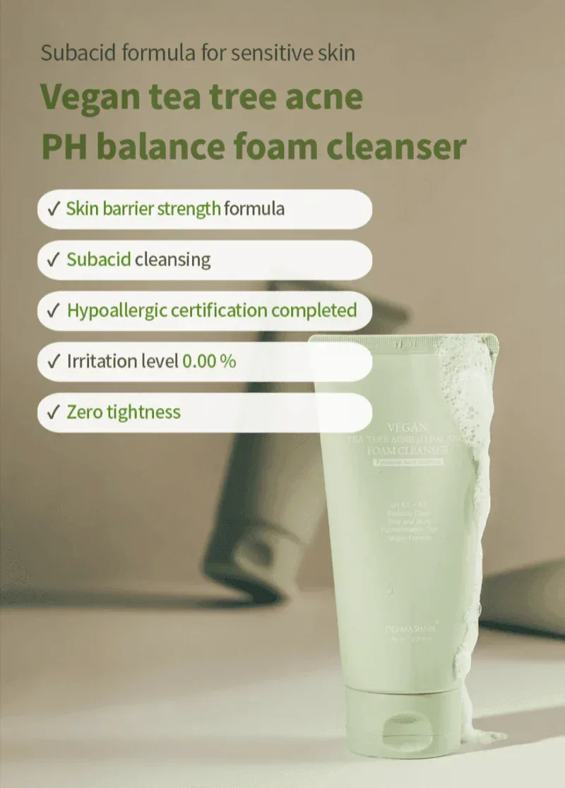 Dermashare - Vegan Tea Tree Acne pH Balance Foam Cleanser 150ml - Image 3