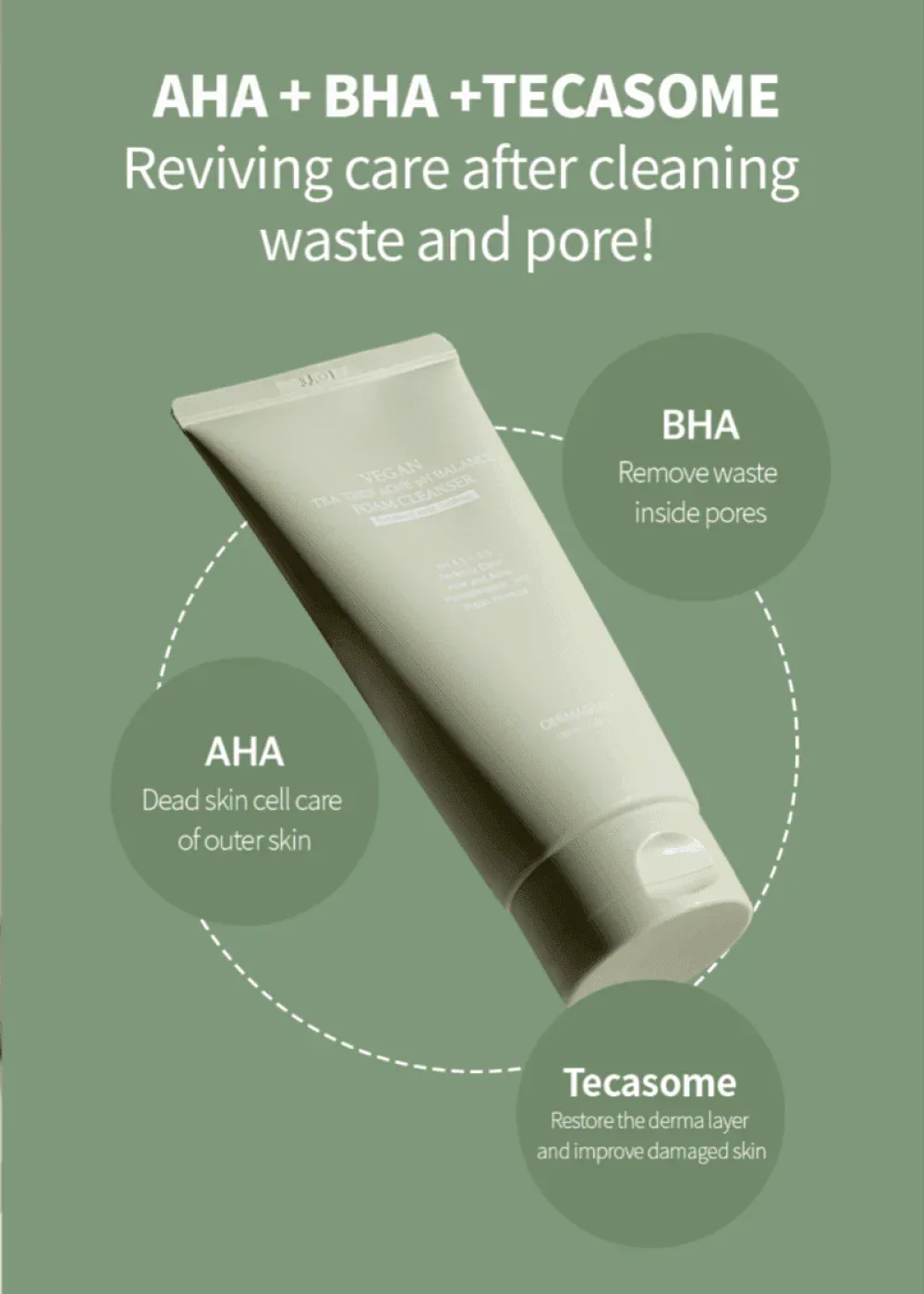Dermashare - Vegan Tea Tree Acne pH Balance Foam Cleanser 150ml - Image 4