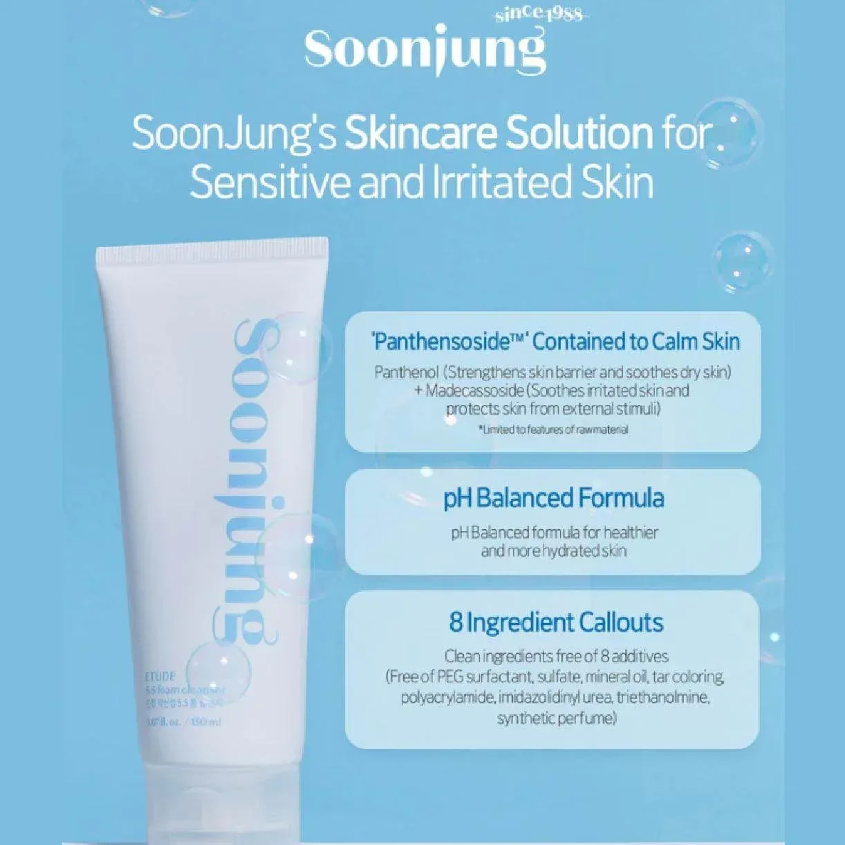 Etude - Soon jung 5.5 Foam Cleanser 150ml - Image 3