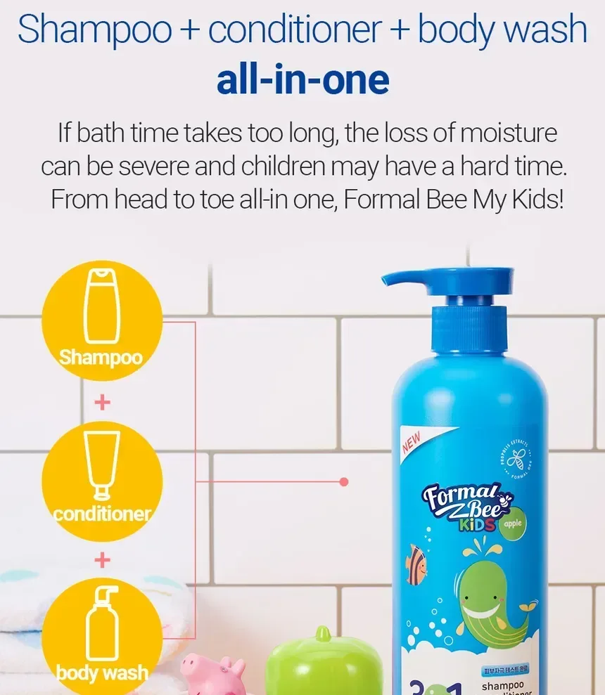 Formal Bee Kids - Shampoo Conditioner Bodywash Apple 1000ml - Image 4