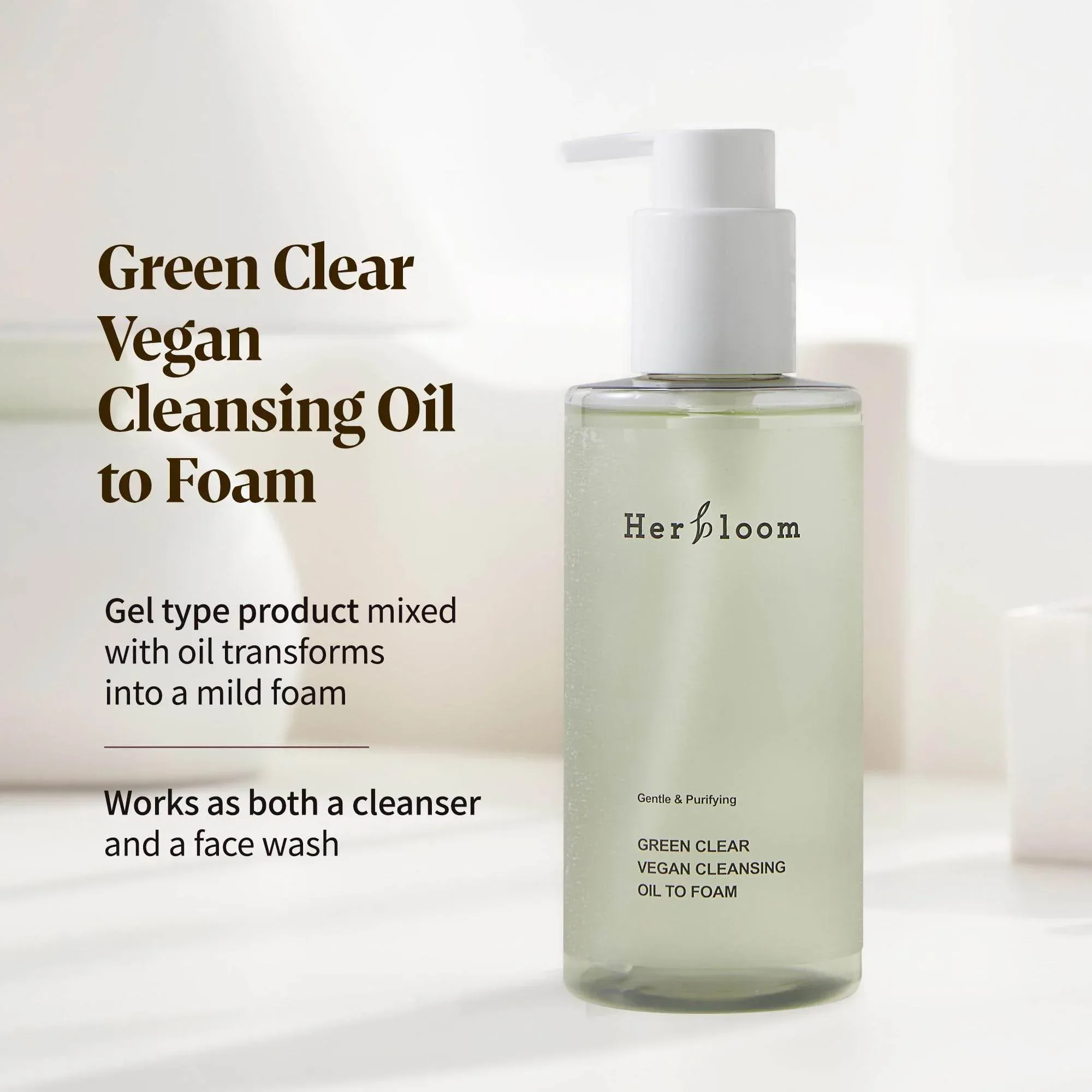 Herbloom - Green Clear Vegan Cleansing Oil To Foam 200ml - Image 3