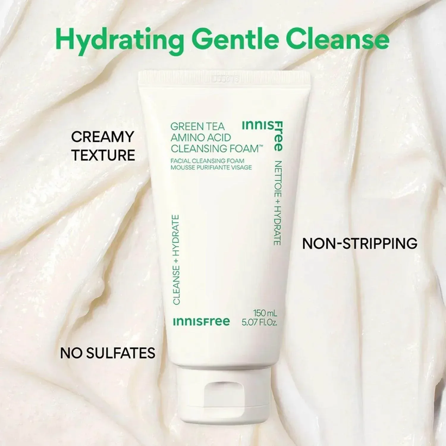 Innisfree - Green Tea Amino Hydrating Cleansing Foam 150g - Image 2