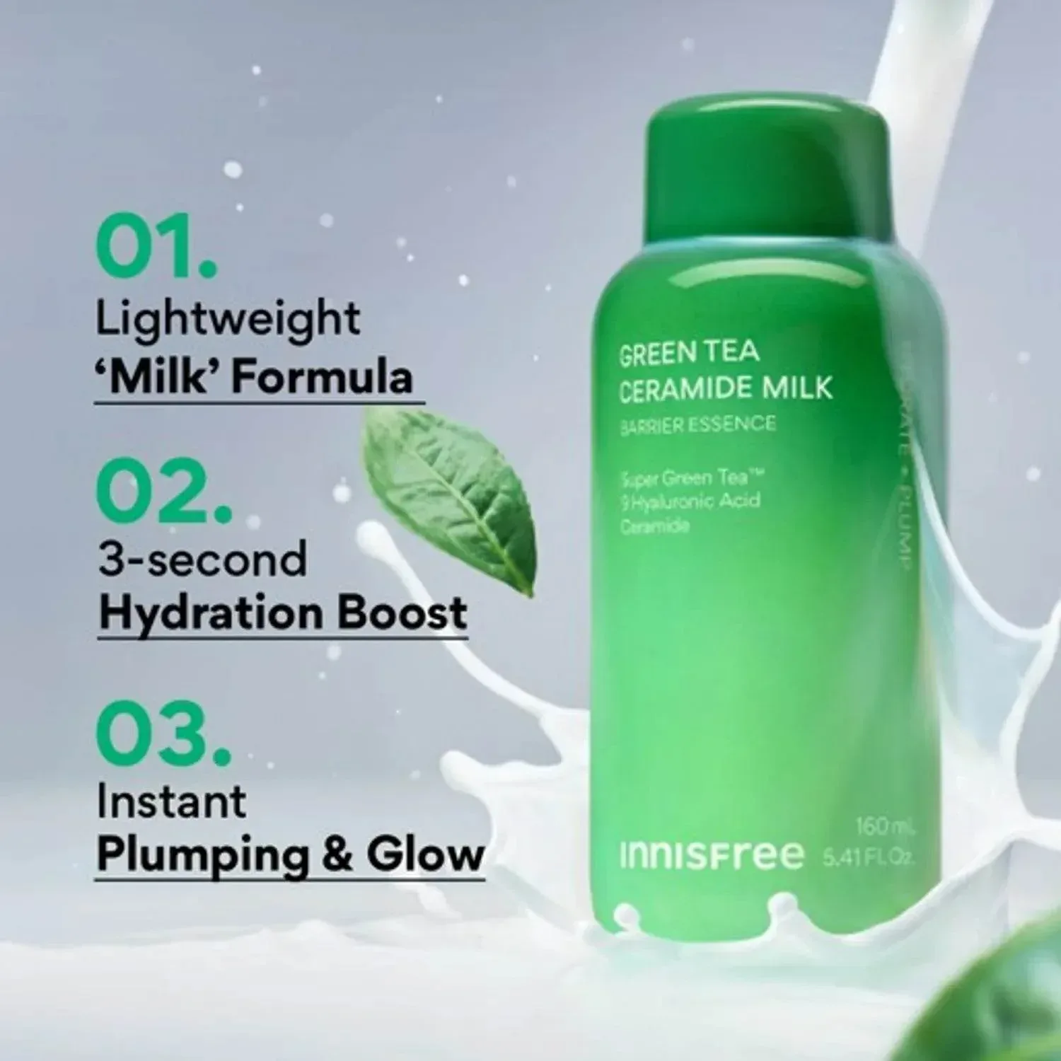 Innisfree - Green Tea Ceramide Milk 160ml - Image 3