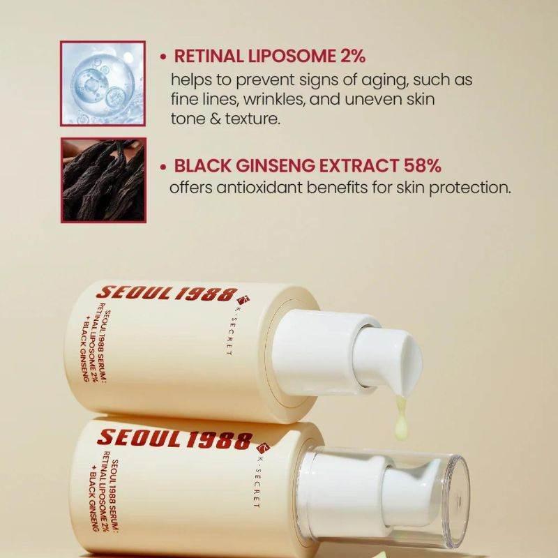 K Secret Seoul 1988 - Retinal Liposome 2% + Black Ginseng 30ml - Image 3