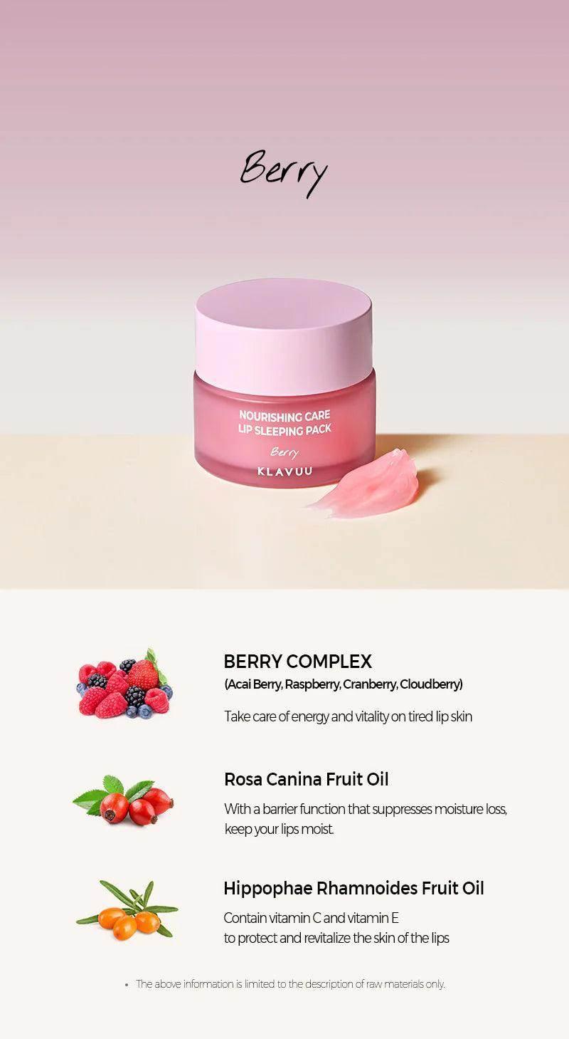 KLAVUU - Nourishing Care Lip Sleeping Pack Berry 20g - Image 3