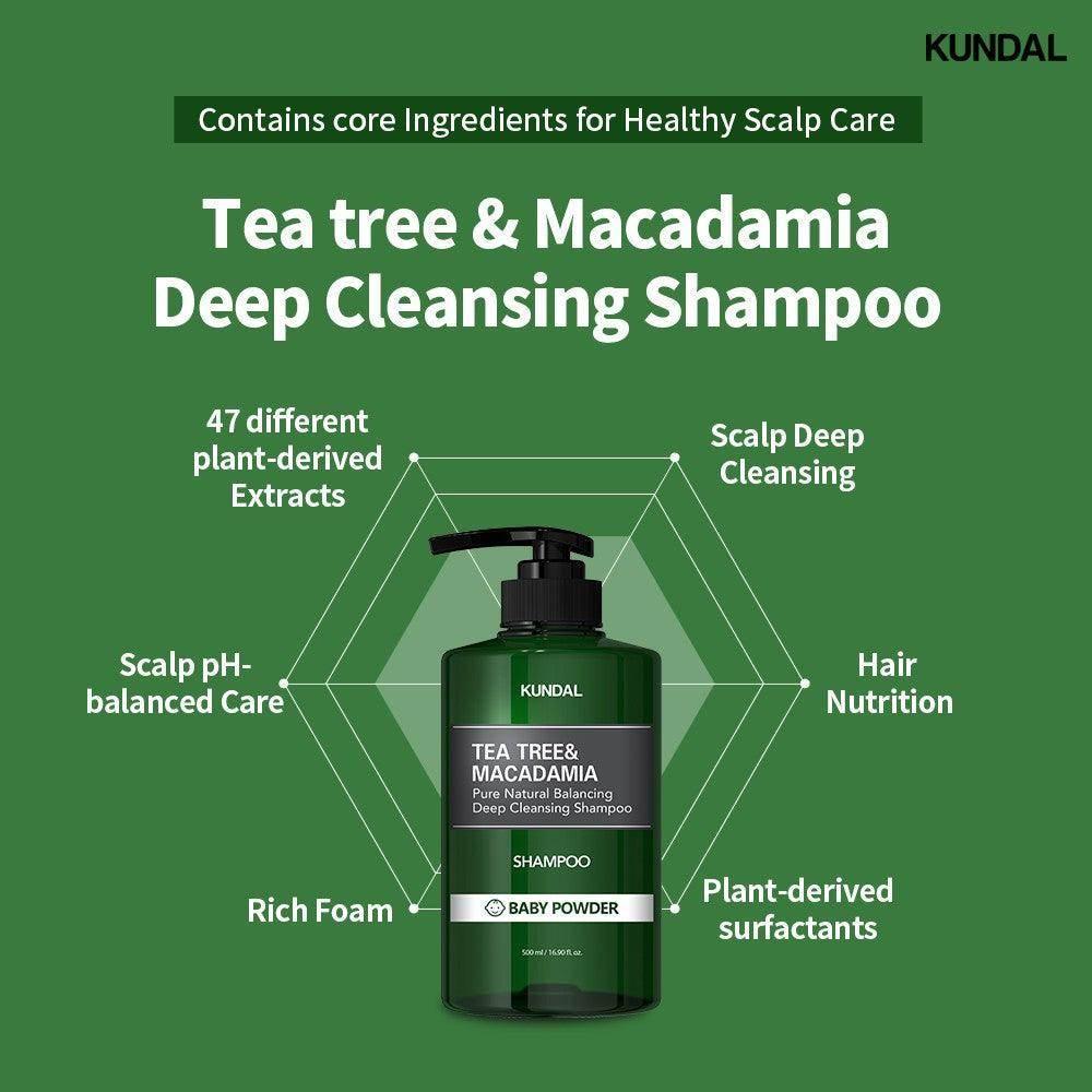 Kundal - Tea Tree & Macadamia Shampoo White Musk 500ml - Image 3