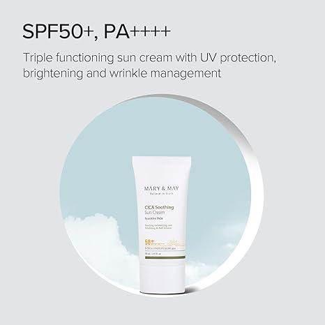 Mary&May Vegan Cica Soothing Sun Cream (SPF50+ PA++++) 50ml - Image 3