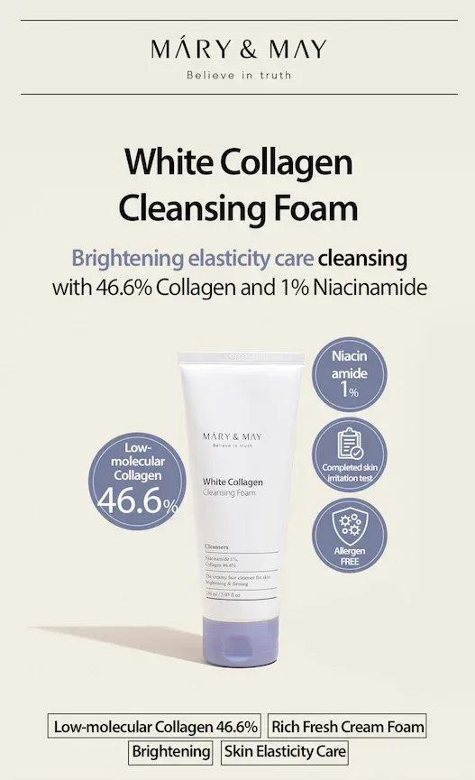 Mary & May - White Collagen Cleansing Foam 150ml - Image 3