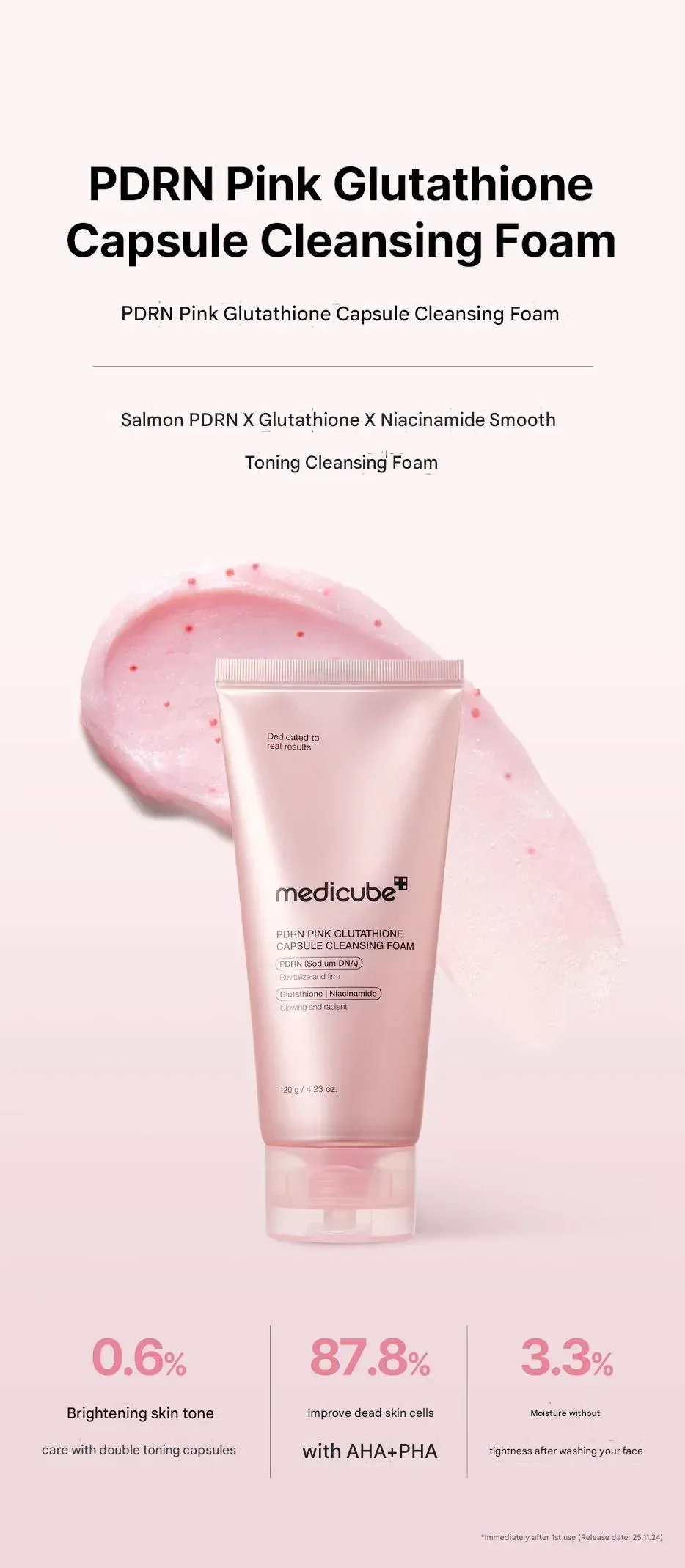 Medicube - PDRN Pink Glutathione Capsule Cleansing Foam 120ml - Image 2