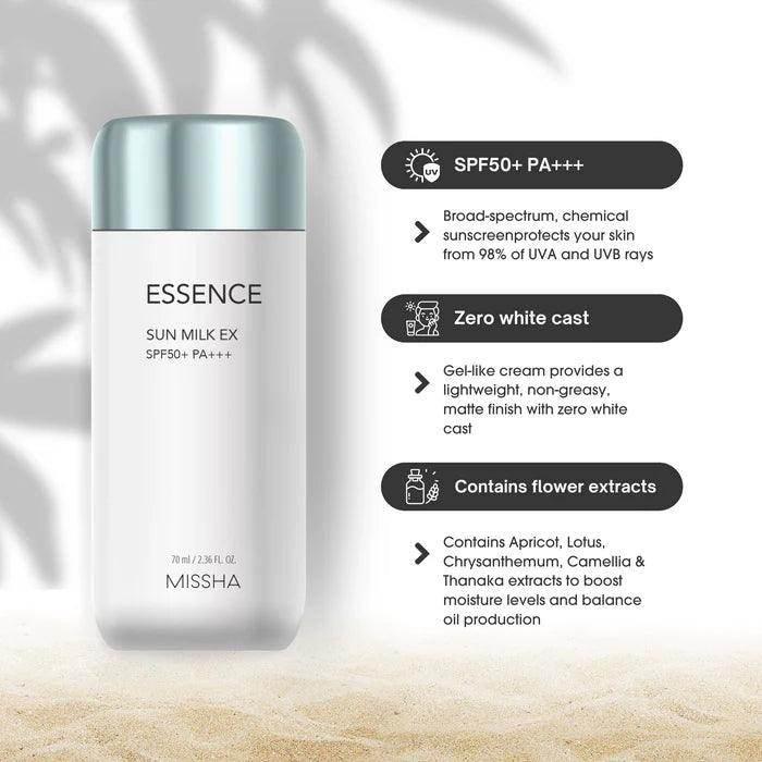 Missha All around Safe Block Essence Sun Milk Ex (SPF50+ PA+++) 70ml - Image 3