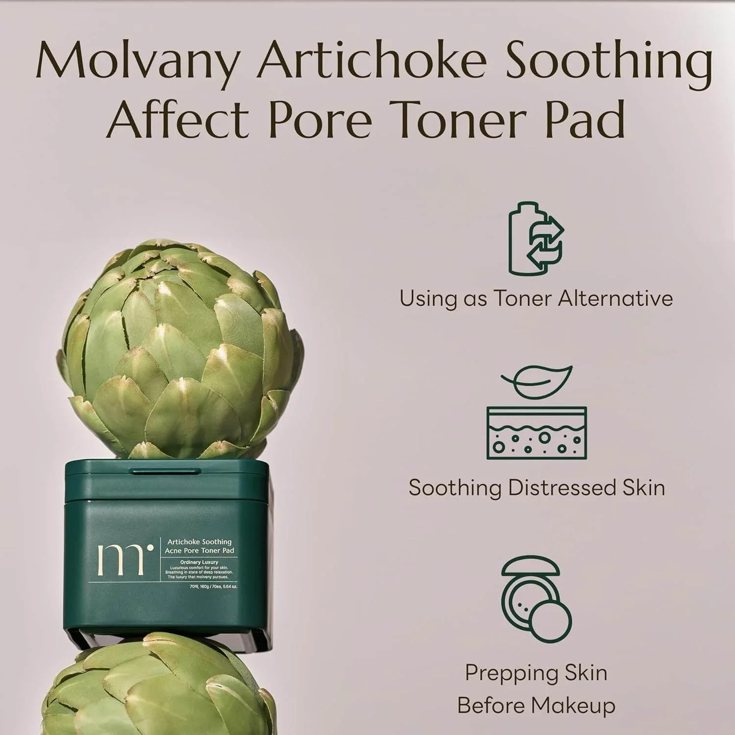 Molvany - Artichoke Soothing Acne Pore Toner Pad 70ea - Image 4