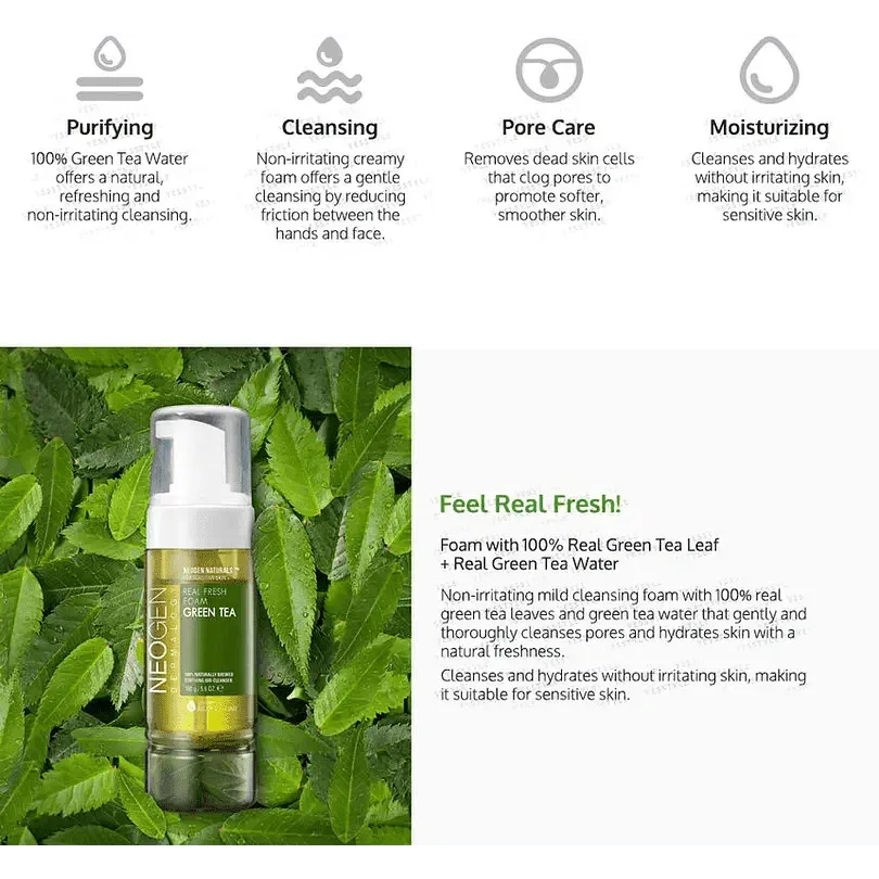 Neogen Dermalogy Real Fresh Foam Green Tea 160ml - Image 3