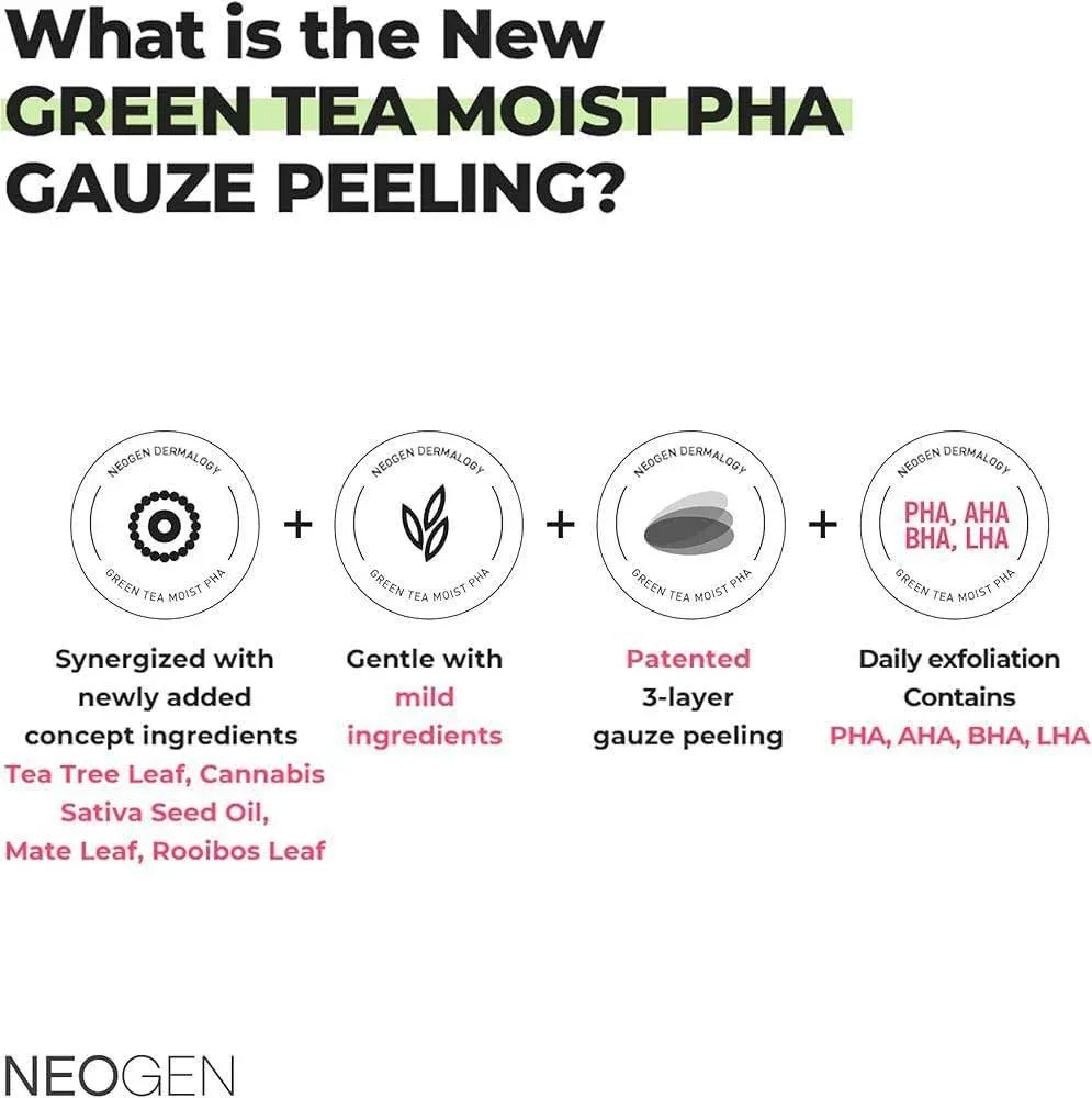 Neogen - Green Tea Moist PHA Gauze Peeling 30ea - Image 3