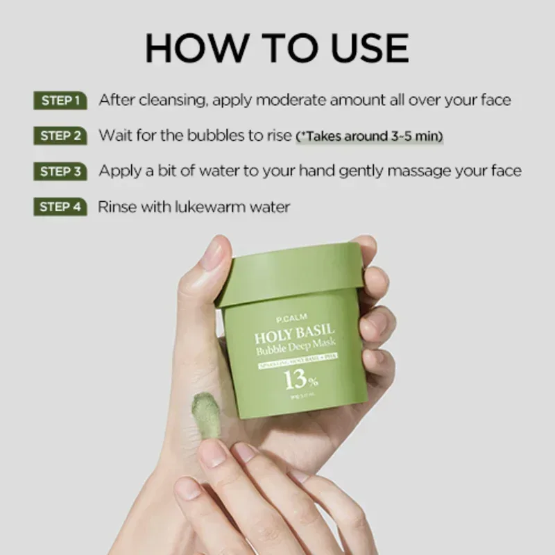 P Calm - Holy Basil Bubble Deep Mask 90ml - Image 3