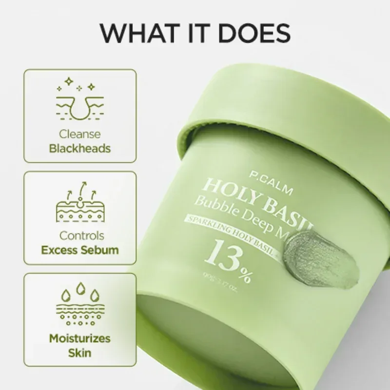 P Calm - Holy Basil Bubble Deep Mask 90ml - Image 4