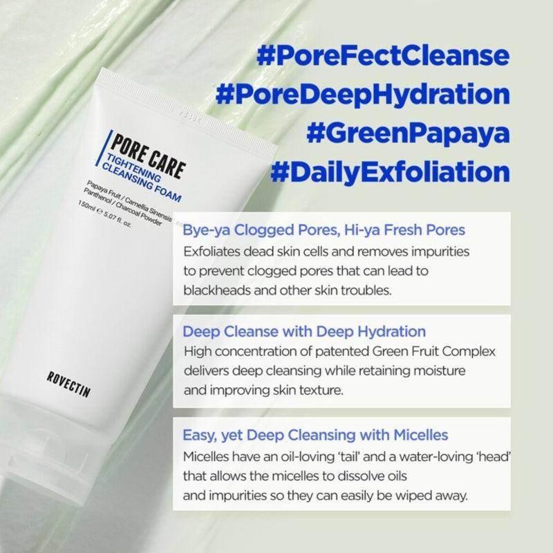Rovectin Pore Care Tightening Cleansing Foam 150ml - Image 3