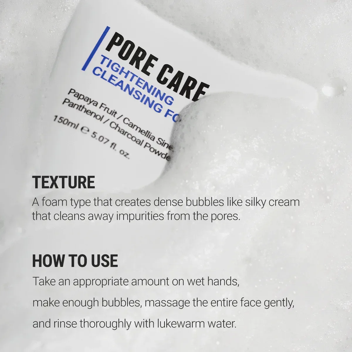 Rovectin Pore Care Tightening Cleansing Foam 150ml - Image 4