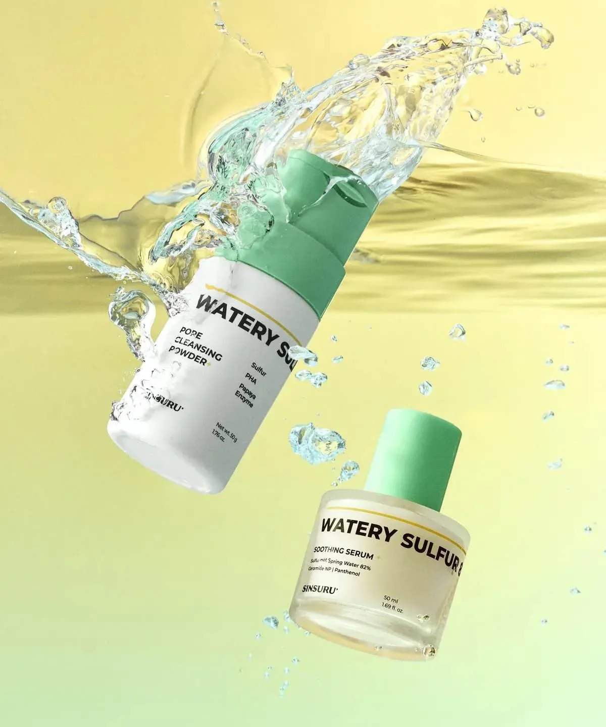 Sinsuru - Watery Sulfur Soothing Serum 50ml + Cleansing Powder 50g - Image 3