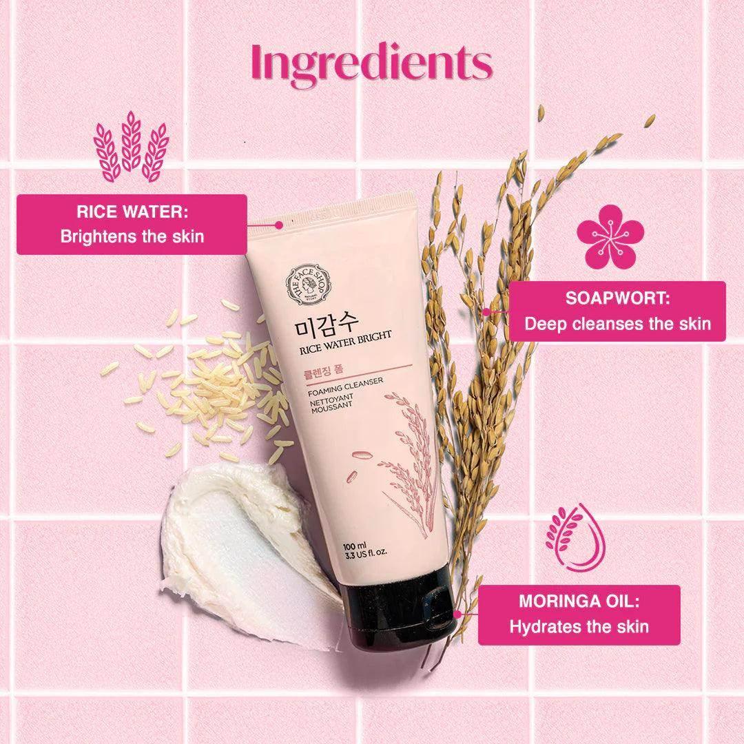 The Face Shop Rice Water Bright Facial Foaming Cleanser 150ml - Image 3