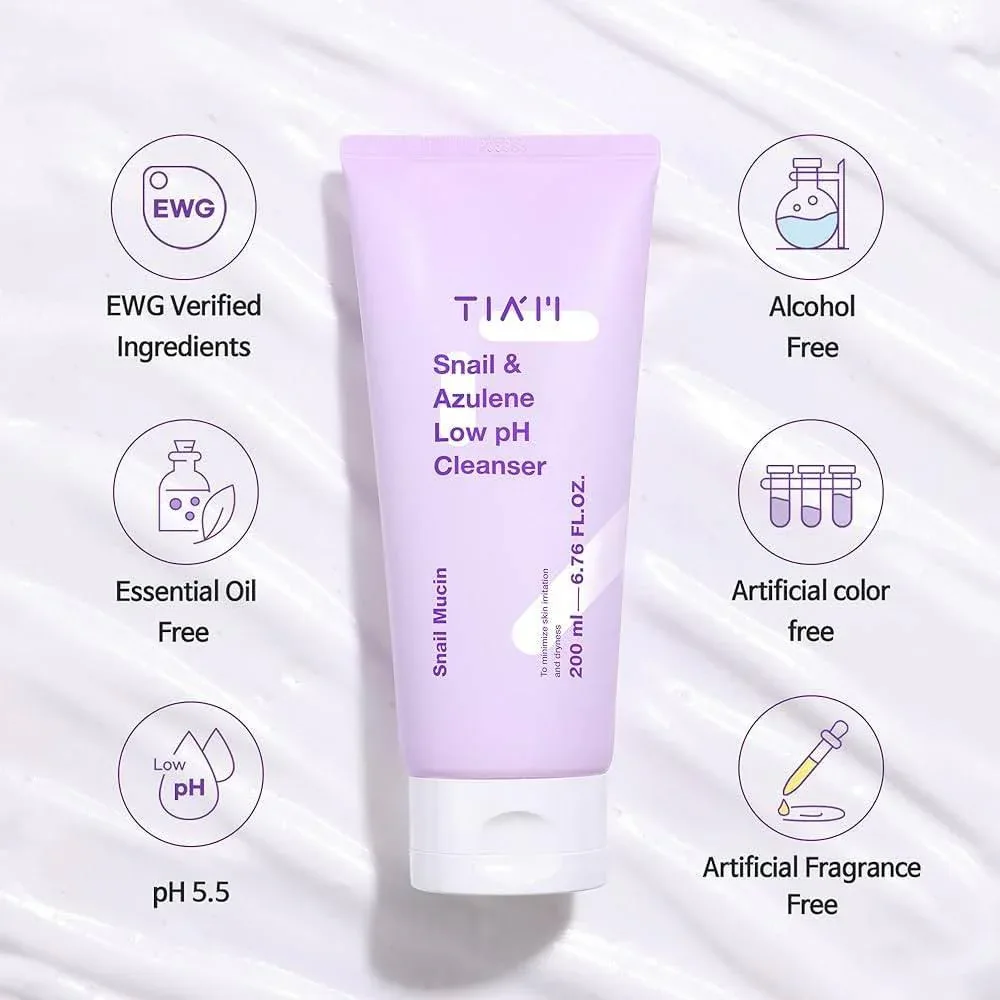 Tiam - Snail & Azulene Low pH Cleanser 200ml - Image 2